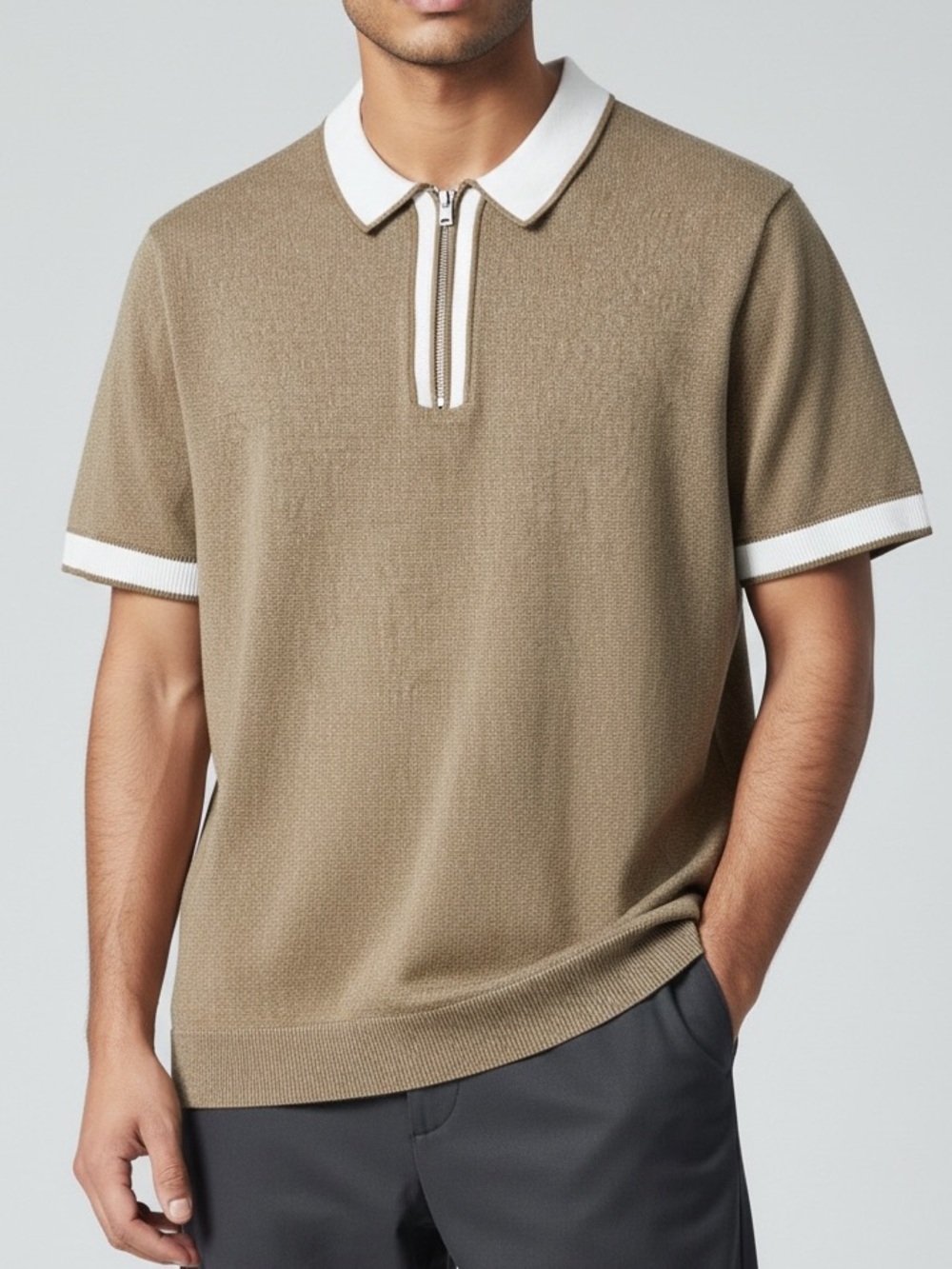 Selected Homme Men’s Medium Sweater Knit Polo Shirt Organic Cotton M Minimalist